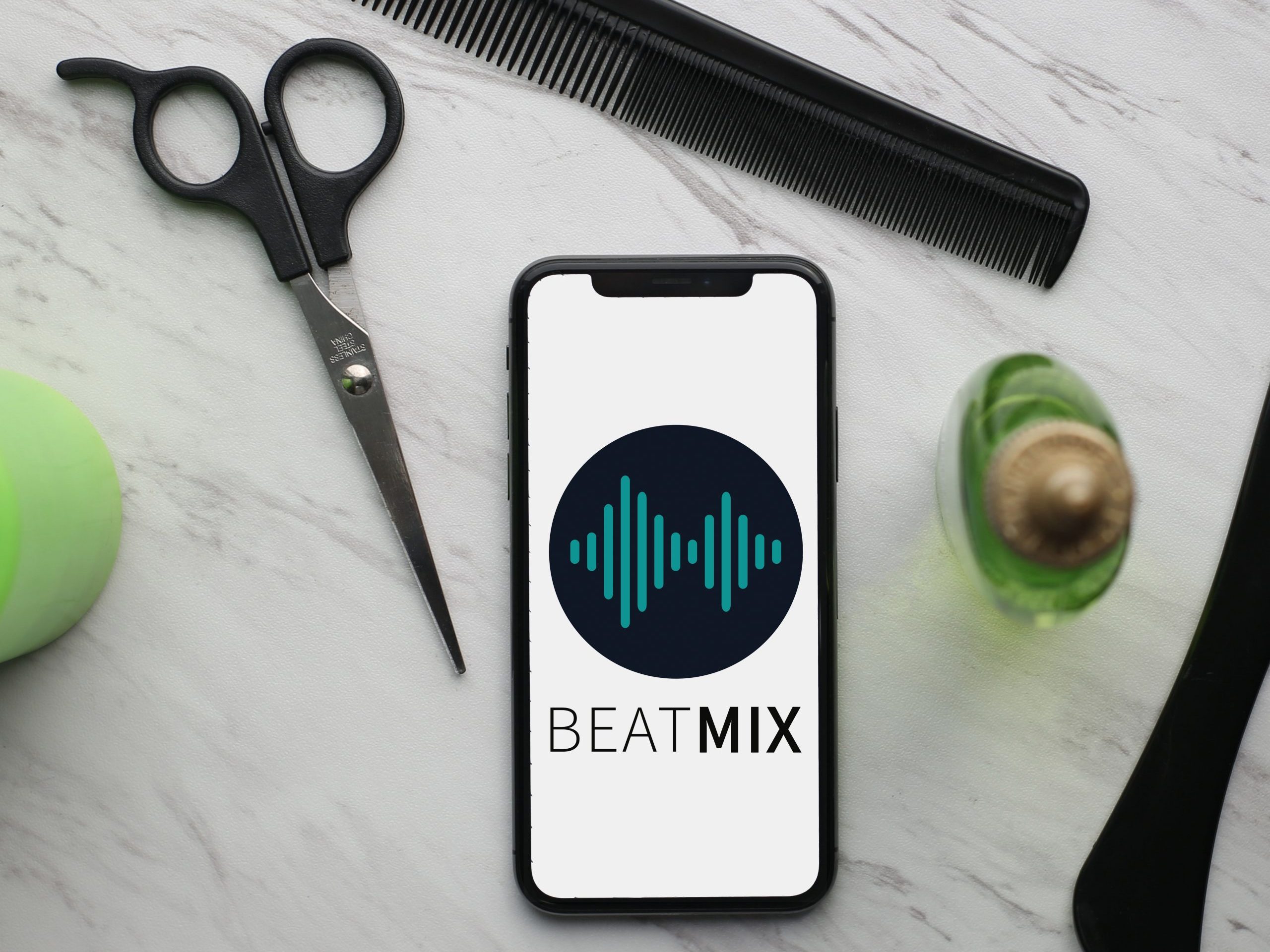 Beatmix Salon, iphone with beatmix logo